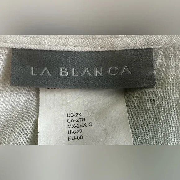 La Blanca Island Fare Cotton Crochet Lace Trim Tunic Swim Coverup - 2X - Picture 5 of 10